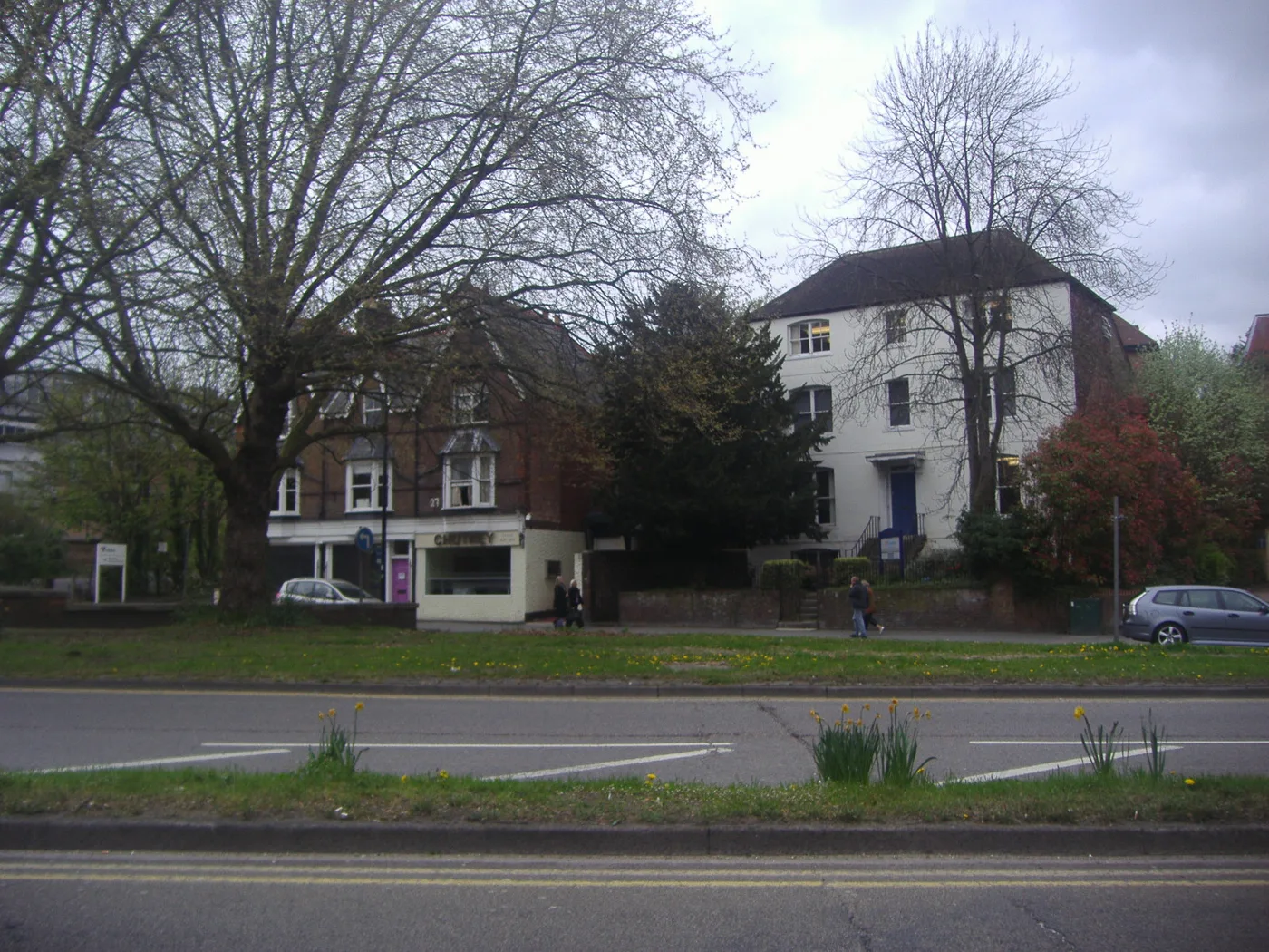 Buildings on Easton Street, High Wycombe. Nos 8-9, the Grade II listed Georgian pair in the application, stand on the same street; this photograph shows other buildings along it