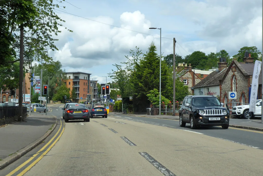 The A40 London Road in High Wycombe. The refused site is on Gordon Road, which the council's report says meets the A40 at a roundabout; this photograph does not show the application site