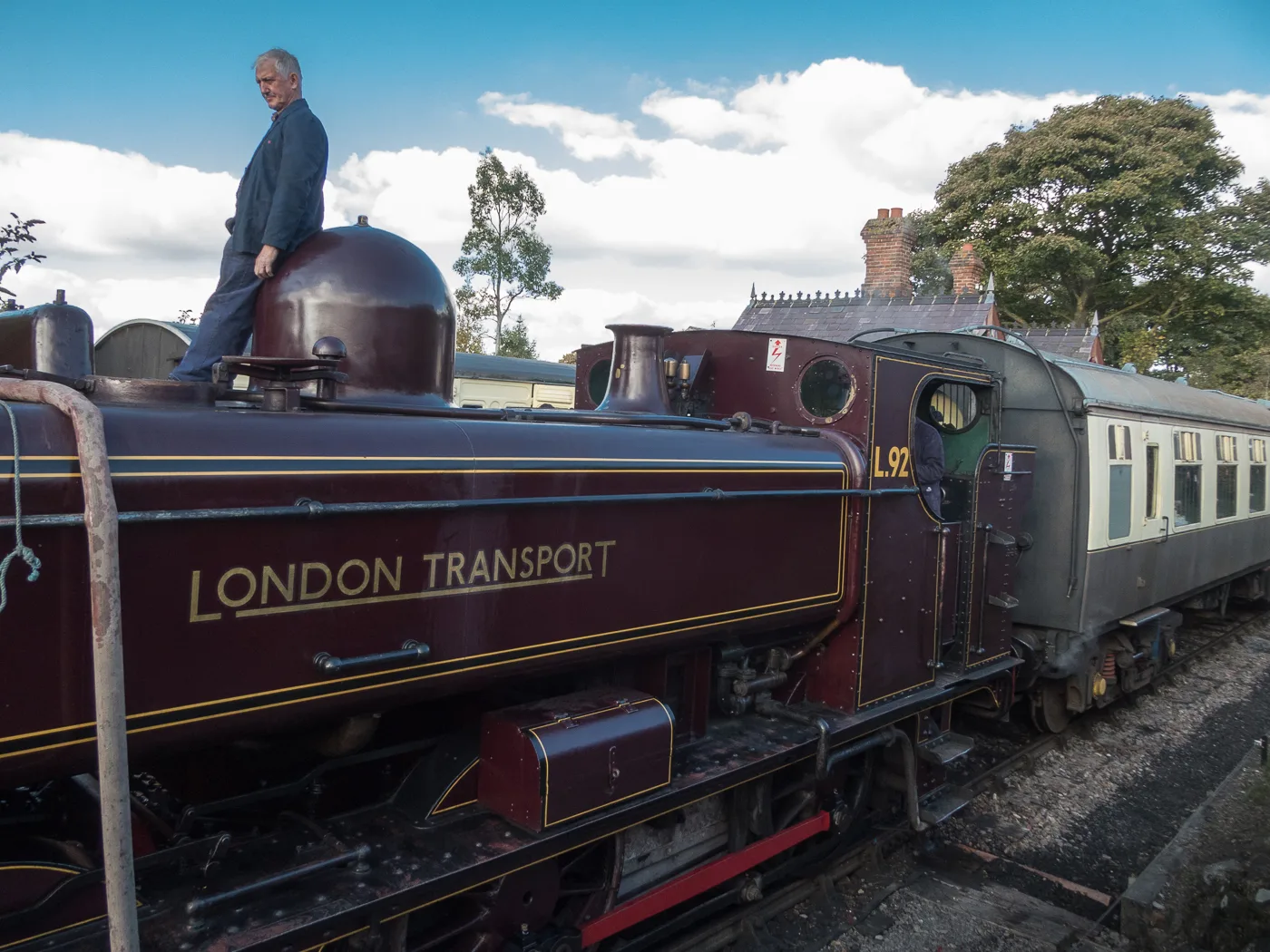A steam locomotive at Chinnor station on the Chinnor and Princes Risborough Railway, where the Santa trains run to the grotto.