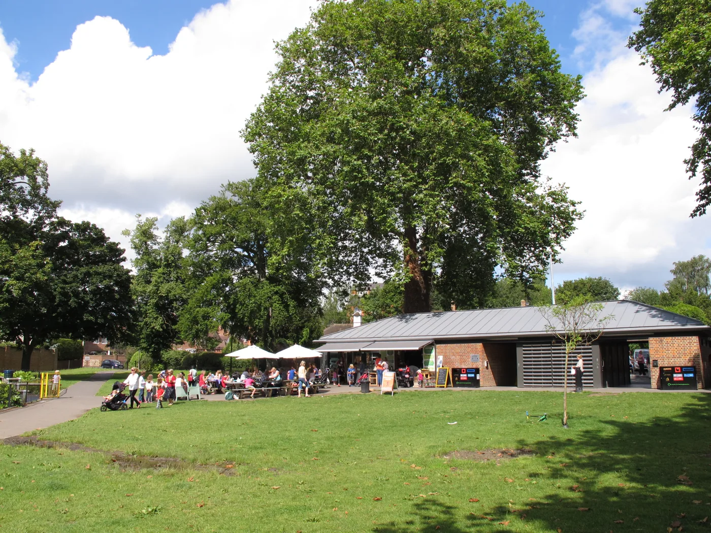 The pavilion cafe in Higginson Park, Marlow, where Pub in the Park is held each May